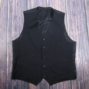 Suit Vest Mens 40 Black Dress Waistcoat Belted 5-Button Formal Business Piece